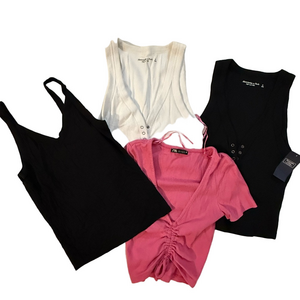 BUNDLE of American Eagle Outfitters Black and Pink Tank Tops, Abercrombie